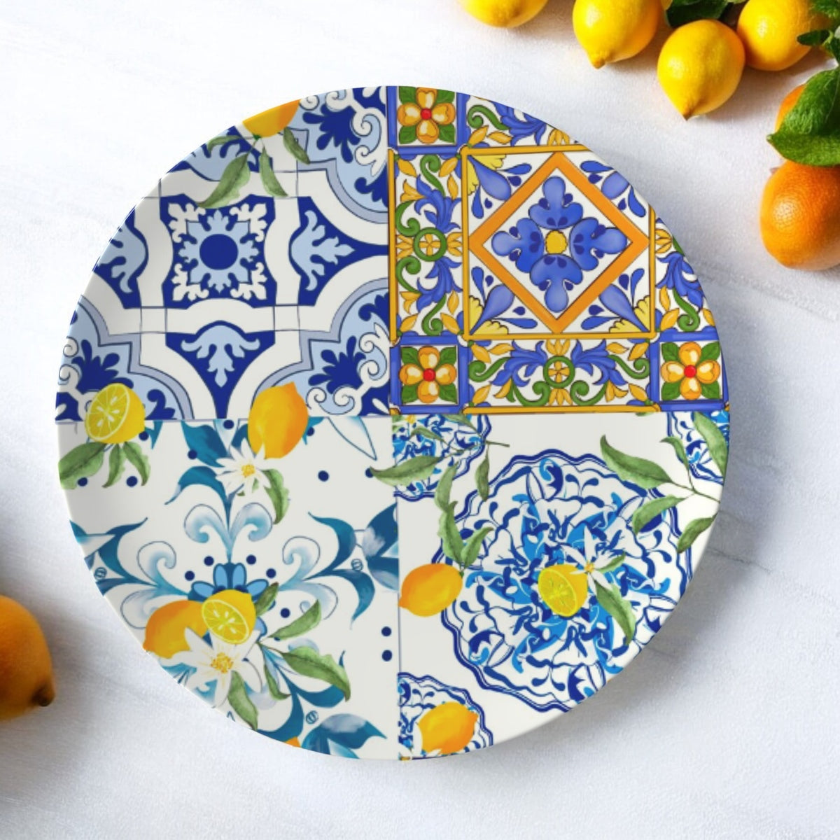 Sicily inspired,lemon,bone china dinner plate