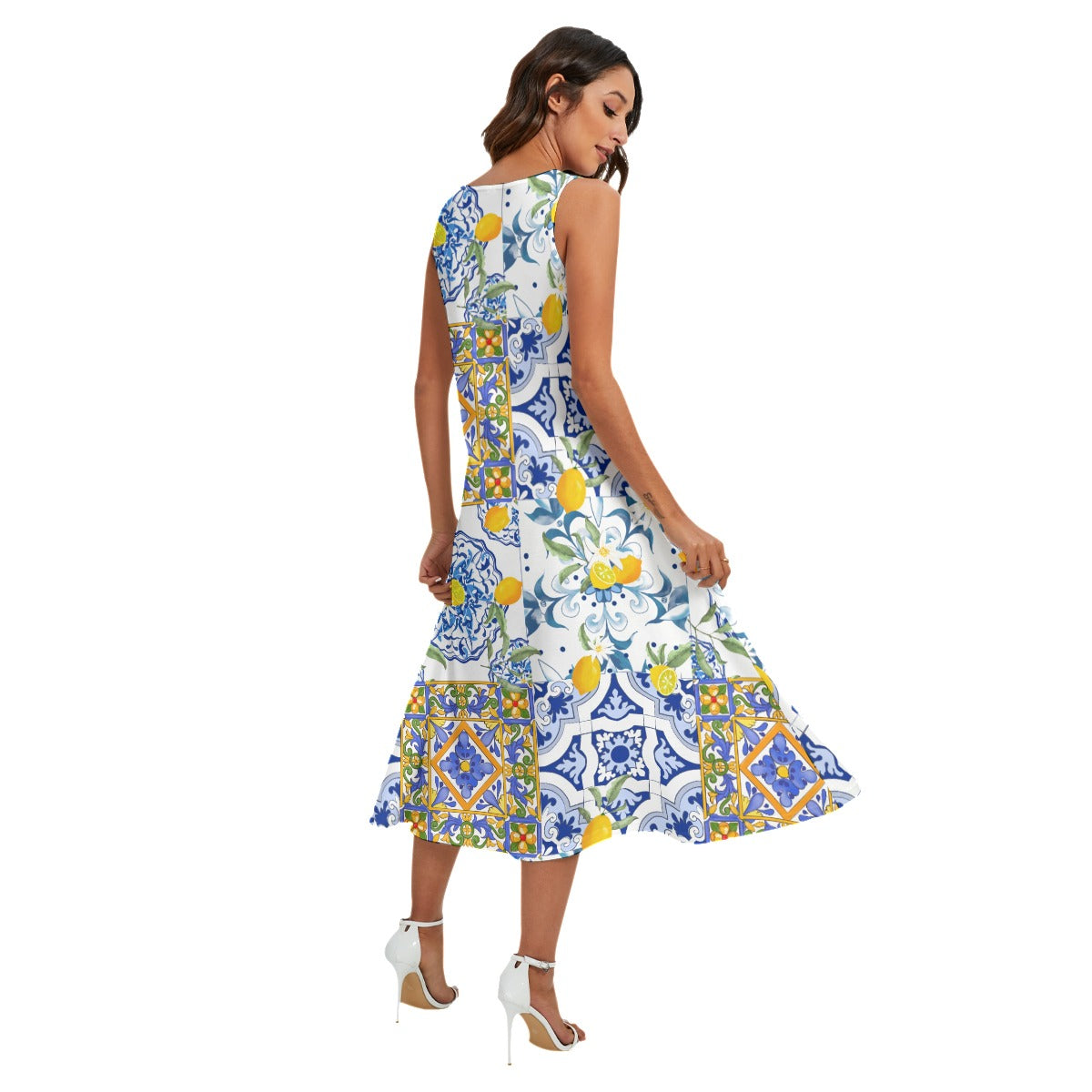 Tile print outlet dress